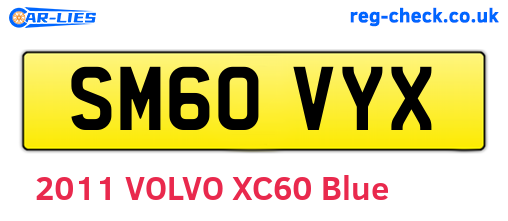 SM60VYX are the vehicle registration plates.