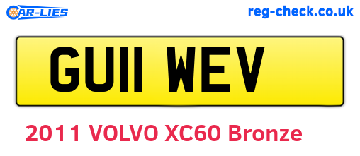 GU11WEV are the vehicle registration plates.