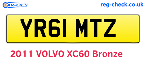 YR61MTZ are the vehicle registration plates.