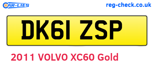 DK61ZSP are the vehicle registration plates.