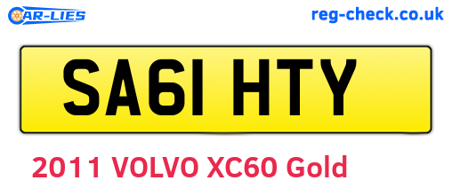 SA61HTY are the vehicle registration plates.