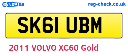 SK61UBM are the vehicle registration plates.