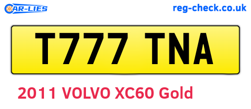 T777TNA are the vehicle registration plates.