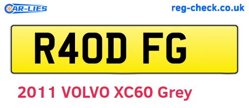 R40DFG are the vehicle registration plates.