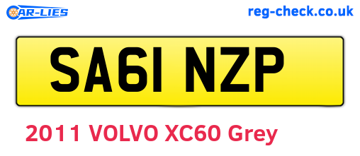SA61NZP are the vehicle registration plates.