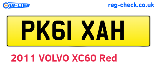 PK61XAH are the vehicle registration plates.