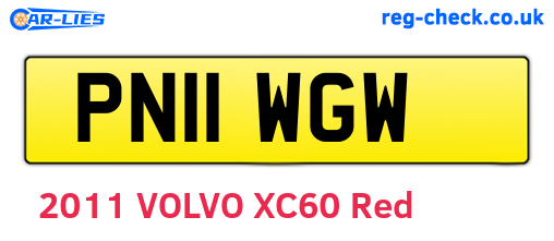 PN11WGW are the vehicle registration plates.