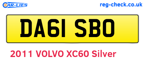 DA61SBO are the vehicle registration plates.