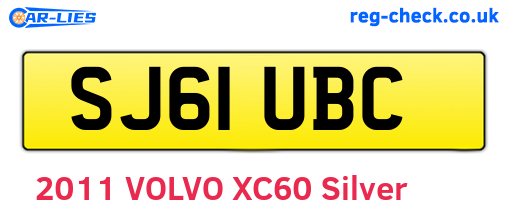 SJ61UBC are the vehicle registration plates.