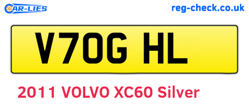V70GHL are the vehicle registration plates.
