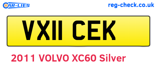 VX11CEK are the vehicle registration plates.