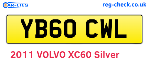 YB60CWL are the vehicle registration plates.