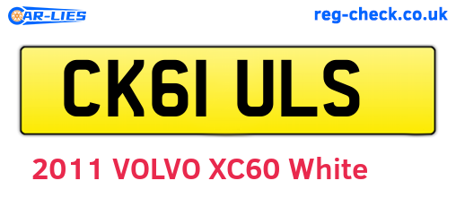 CK61ULS are the vehicle registration plates.