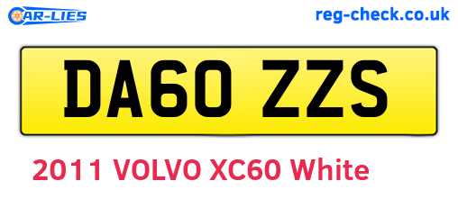 DA60ZZS are the vehicle registration plates.