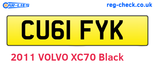 CU61FYK are the vehicle registration plates.