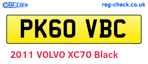 PK60VBC are the vehicle registration plates.