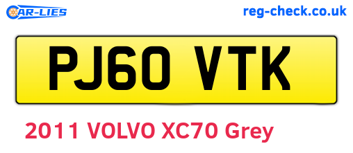 PJ60VTK are the vehicle registration plates.