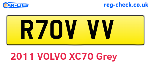 R70VVV are the vehicle registration plates.