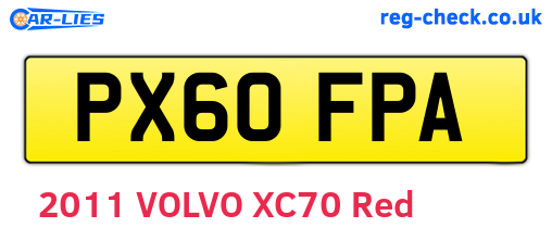 PX60FPA are the vehicle registration plates.
