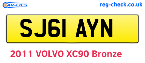 SJ61AYN are the vehicle registration plates.