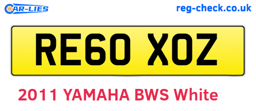 RE60XOZ are the vehicle registration plates.