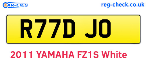 R77DJO are the vehicle registration plates.