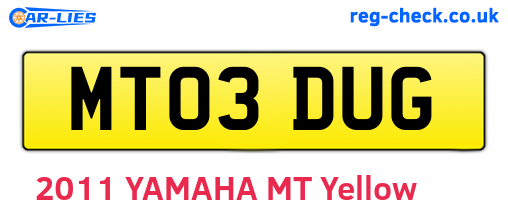 MT03DUG are the vehicle registration plates.