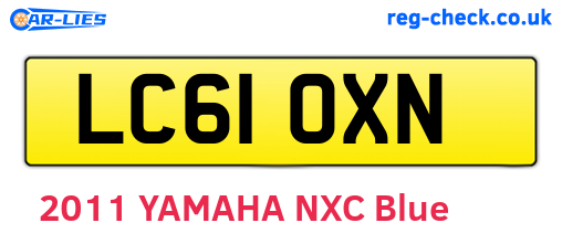 LC61OXN are the vehicle registration plates.