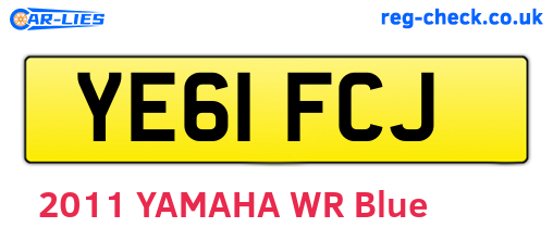 YE61FCJ are the vehicle registration plates.