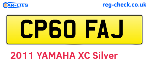 CP60FAJ are the vehicle registration plates.