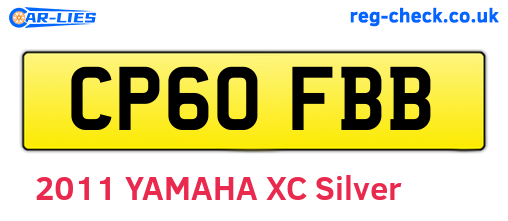 CP60FBB are the vehicle registration plates.