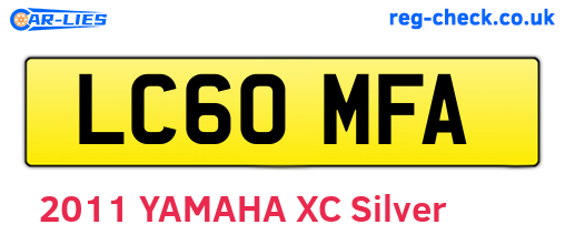LC60MFA are the vehicle registration plates.