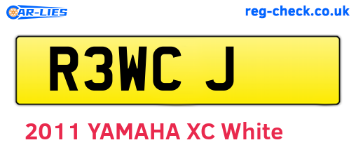 R3WCJ are the vehicle registration plates.