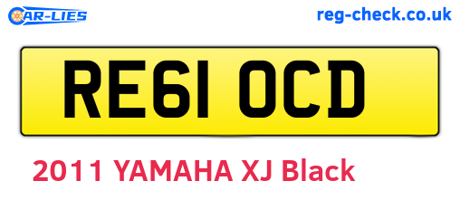 RE61OCD are the vehicle registration plates.