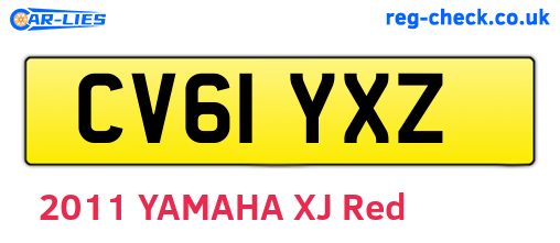 CV61YXZ are the vehicle registration plates.
