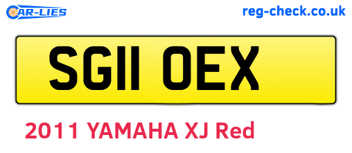SG11OEX are the vehicle registration plates.
