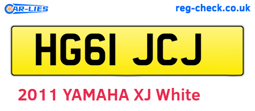 HG61JCJ are the vehicle registration plates.