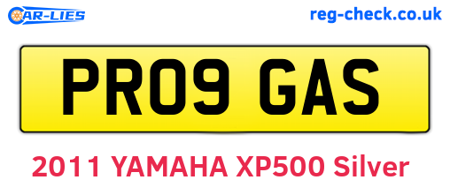 PR09GAS are the vehicle registration plates.