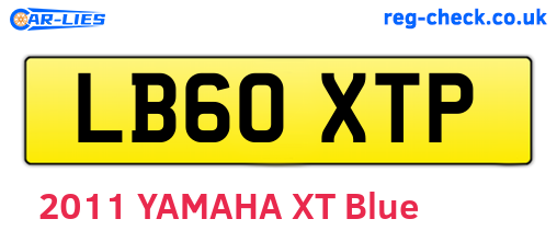 LB60XTP are the vehicle registration plates.