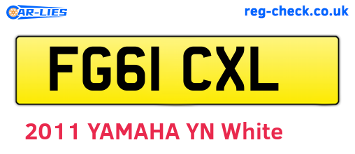 FG61CXL are the vehicle registration plates.