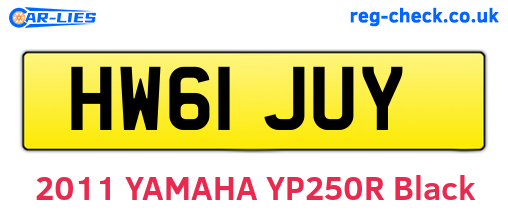 HW61JUY are the vehicle registration plates.