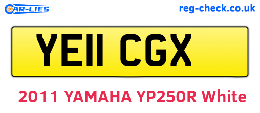 YE11CGX are the vehicle registration plates.