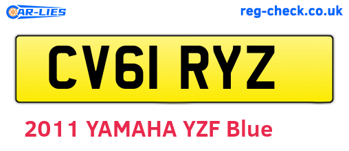 CV61RYZ are the vehicle registration plates.