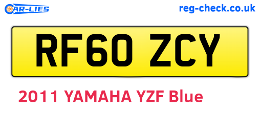RF60ZCY are the vehicle registration plates.