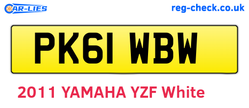 PK61WBW are the vehicle registration plates.