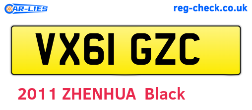 VX61GZC are the vehicle registration plates.