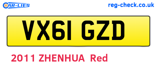 VX61GZD are the vehicle registration plates.