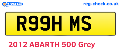 R99HMS are the vehicle registration plates.