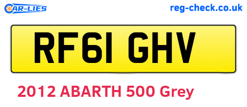 RF61GHV are the vehicle registration plates.