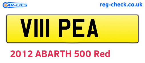 V111PEA are the vehicle registration plates.